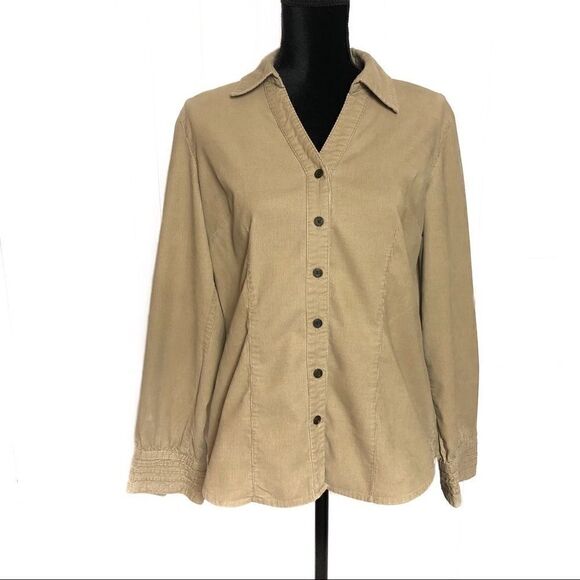 St. John’s Bay Tan Corduroy Top, Medium Women’s - Picture 1 of 5